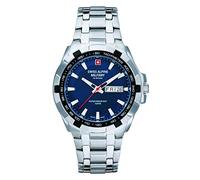 Swiss Alpine Military by Grovana Montre à quartz analogique pour homme en acier inoxydable 7043.1, Acier/acier/bleu - 1135 sam
