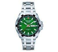 Swiss Alpine Military by Grovana Montre Homme Quartz Analogique 7043.1 Acier Inoxydable, Acier/Acier/Vert - 1134sam, Bracelet