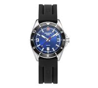 swiss alpine military Montre analogique à quartz 7034.1 en silicone pour homme, Acier/noir/bleu/noir - 1839sam