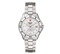 Swiss Alpine Military Montre analogique à quartz 7740.1 pour femme en acier inoxydable, Acier/acier/blanc - 1138sam, Bracelet