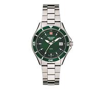 Swiss Alpine Military Montre analogique à quartz 7740.1 pour femme en acier inoxydable, Acier/acier/vert - 1134sam, Bracelet