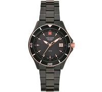 Swiss Alpine Military Montre analogique à quartz 7740.1 pour femme en acier inoxydable, Noir/noir/nacré - 1187sam, Bracelet