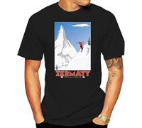 Swiss Alps Ski Men T Shirt Zermatt Valais Switzerland Poster Vintage Cool Tee Manches Courtes(X-Large)