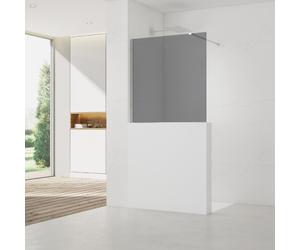 Swiss Aqua Technologies - 110x100cm Walk-In paroi de douche fixe à l'italienne, verre fumé Easy Clean, pour cloison abaissée (SATWIS110KS)