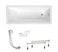 Swiss Aqua Technologies - Aurum 160x80 cm baignoire rectangulaire en acrylique, gauche et droite, avec pieds + vidage + siphon, blanc (SATVAUR16080-SE