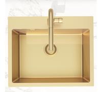 Swiss Aqua Technologies Aurum évier à encastrer en acier inoxydable 304, 55x45x21 cm, Or brossé PVD