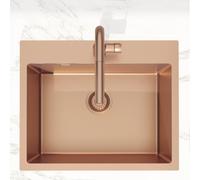 Swiss Aqua Technologies Aurum évier à encastrer en acier inoxydable 304, 55x45x21 cm, Or rose PVD