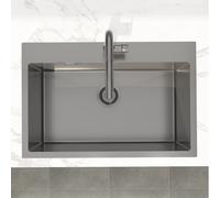 Swiss Aqua Technologies Aurum évier à encastrer en acier inoxydable 304, 68x45x21 cm, Gun Metal brossé PVD