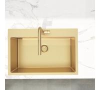 Swiss Aqua Technologies Aurum évier à encastrer en acier inoxydable 304, 68x45x21 cm, Or brossé PVD
