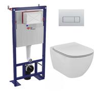 Swiss Aqua Technologies - Pack WC Bâti autoportant + WC Ideal Standard Tesi Aquablade sans bride + Plaque Chrome mat (SMART-Tesi-572)