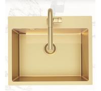 Swiss Aqua Technologies Aurum Évier de cuisine encastrable inox 304, 1 bac , 55x45x21 cm, Or brossé PVD