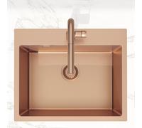 Swiss Aqua Technologies - Swiss Aqua Technologies Aurum Évier de cuisine encastrable inox 304, 1 bac, 55x45x21 cm, Cuivre brossé