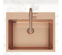 Swiss Aqua Technologies | Timeless Évier de Cuisine Encastrable en Inox 304 | 1 Bac | 55x45x21 cm | Finition Cuivre Brossé PVD | Résistant aux Taches et à la Corrosion | Facile à Nettoyer