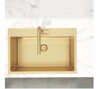 Swiss Aqua Technologies Aurum Évier de cuisine encastrable inox 304, 1 bac , 68x45x21 cm, Or brossé PVD