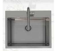 Swiss Aqua Technologies | Timeless Évier de Cuisine Encastrable en Inox 304 | 1 Bac | 55x45x21 cm | Finition Gun Metal Brossé PVD | Résistant aux Taches et à la Corrosion | Facile à Nettoyer