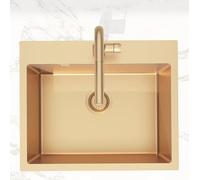 Swiss Aqua Technologies | Timeless Évier de Cuisine Encastrable en Inox 304 | 1 Bac | 55x45x21 cm | Finition Cuivre Brossé PVD | Résistant aux Taches et à la Corrosion | Facile à Nettoyer
