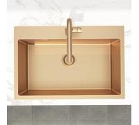 Swiss Aqua Technologies | Timeless Évier de Cuisine Encastrable en Inox 304 | 1 Bac | 68x45x21 cm | Finition Cuivre Brossé PVD | Résistant aux Taches et à la Corrosion | Facile à Nettoyer