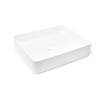 Swiss Aqua Technologies Vasque à Poser Infinitio 50x40 cm | Lavabo Design Céramique Ultra-Fine, Sans Trop-Plein | Pour Salle de Bain Moderne | Blanc