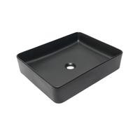 Swiss Aqua Technologies Vasque à poser Infinitio 50x40x11 cm | Noir mat | Céramique fine rectangulaire | Sans trop-plein ni trou | Noir
