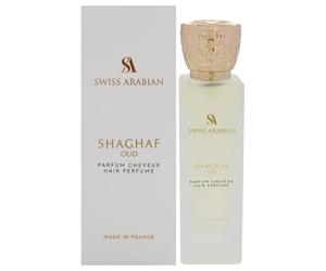 Swiss Arabian Shaghaf Oud Brume capillaire unisexe 50 ml - Parfum safran, bois d'agar et oud - Brillance nourrissante, protection UV et douceur pour des cheveux luxueux