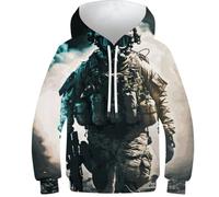 Swiss Beauty Sweat à capuche pour enfants garçons filles pull à capuche pull à capuche drôle impression 3D tops pull vêtements de sport pour jeunes, Chasseur de troupes, 8-10 Years