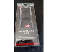 Swiss Charger - Câble de chargement / de données - mini USB type B, Apple Dock, Micro-USB de type B pour USB mâle - noir - rétractable - pour Apple iPad/iPhone/iPod (Apple Dock)