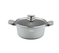 Swiss Haus Faitout 30cm avec couvercle 7,2L Tous feux dont induction Gris | Faitout 30cm antiadhésif Sapphire™ sans PFAS avec couvercle verre, aluminium forgé, tous feux dont induction.