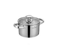 SWISS HAUS Marmite Acier Inoxydable 16 cm - Couvercle Verre - Argent