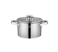 SWISS HAUS Marmite Acier Inoxydable 18 cm - Couvercle Verre - Argent