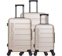 swiss kopper - lot de 3 - valise grand format, valise weekend et valise cabine aigle - beige BEIGE G