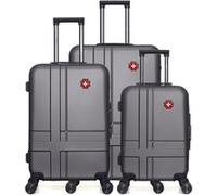 swiss kopper - lot de 3 - valise grand format, valise weekend et valise cabine uster - gris fonce GRIS FONCE G
