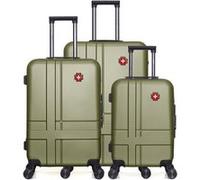 swiss kopper - lot de 3 - valise grand format, valise weekend et valise cabine uster - kaki KAKI G