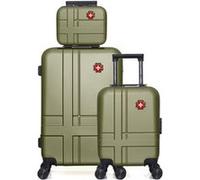 swiss kopper - lot de 3 - valise weekend , valise cabine xxs et vanity uster - kaki KAKI G