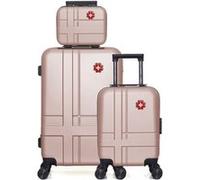 swiss kopper - lot de 3 - valise weekend , valise cabine xxs et vanity uster - rose dore ROSE DORE G