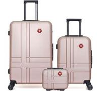 swiss kopper - lot de 3 - valises grand format, cabine et vanity uster - rose dore ROSE DORE