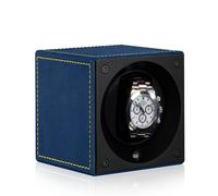 Swiss Kubik Remontoir Masterbox Velour Windsor - Bleu / Couture Décorative Jaune