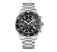 Swiss Military by Chrono SMS34113.01 Montre solaire chronographe à quartz pour homme avec bracelet en acier inoxydable Montre analogique pour homme Noir