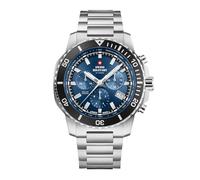 Swiss Military by Chrono SMS34113.02 Montre solaire chronographe à quartz pour homme avec bracelet en acier inoxydable Bleu