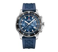 Swiss Military by Chrono SMS34113.03 Montre solaire chronographe à quartz pour homme avec bracelet en caoutchouc Montre analogique pour homme Bleu