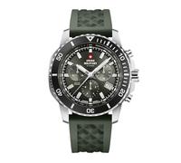 Swiss Military by Chrono SMS34113.04 Montre solaire chronographe à quartz pour homme avec bracelet en caoutchouc Montre analogique pour homme Vert