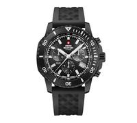 Swiss Military by Chrono SMS34113.05 Montre solaire chronographe à quartz pour homme avec bracelet en caoutchouc Montre analogique pour homme Noir