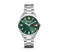 Swiss Military Hanowa Roadrunner Montre pour Homme avec Bracelet en Acier Inoxydable et Verre Saphir, Argenté/Vert, Taille Unique, Bracelet