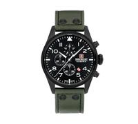 SWISS MILITARY Montre analogique à Quartz pour Homme avec Bracelet en Cuir SMWGC0000430, Vert, Taille Unique, Sangles
