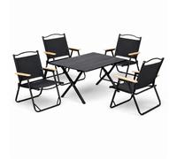 SWISS OUTDOOR Camping Table avec 4 Chaises Set - 120x60 CM Pliante Pliable, 4X de Cadre en Acier & Oxford-Gewebe - Extérieur Meuble pour Camping,Vanlife,Jardin,Festival