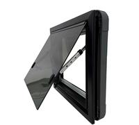 SWISS Outdoor Fenêtre basculante en verre véritable 800 x 500 cm Certifié ECE R43 Double vitrage Store & protection anti-moustiques Noir Isolation pour camping-car, fourgon, caravane