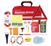Swiss Safe Automotive Emergency Car Kit with Road Trip Must Haves Including 200 Pc Car First Aid Kit, Jumper Cables, Tow Rope, and More.