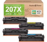 swiss toner Compatible pour HP 207X (avec Puce) pour HP Color LaserJet Pro MFP M283fdw M255dw M282nw M283fdn Toner pour 207A W2210A W2210X 207X W2211X W2212X W2213X 4-Pack