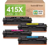 swiss toner Lot de 4 toners 415X (avec puce) compatibles avec HP 415X pour MFP M479fdw Toner HP Color Laserjet Pro MFP M479fnw M479fdw M479fnw M479fdn M454dw M454dn