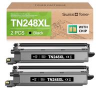 swiss toner TN248XL Lot de 2 toners compatibles avec Brother TN248XL TN-248XL TN248 TN-248 TN-248, MFC-L3760CDW, MFC-L3740CDW, DCP-L3560CDW, HL-L3240CDW (avec puce)