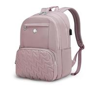 Swissdigital FOUNEX Sac à dos de voyage pour femme, sac à dos simple pour ordinateur portable pour l'école avec port de charge USB | FOUNEX, rose, 16.93 x 12.2 x 9.06 inches, Moderne